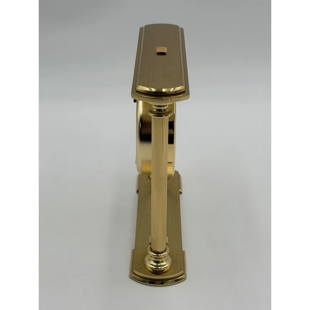 Vintage 90s Benchmark PageNet Glass Pillar Quartz Desk Clock Gold Tone Working